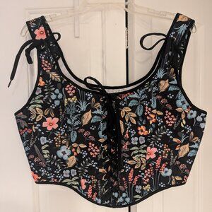 Cropped Floral Front Lacing Corset -  2xl